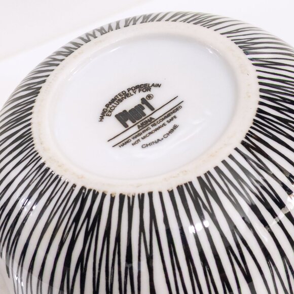 Pier 1 Imports Akina Porcelain Teapot Black White Stripe Modern Japanese Style - Picture 5 of 5